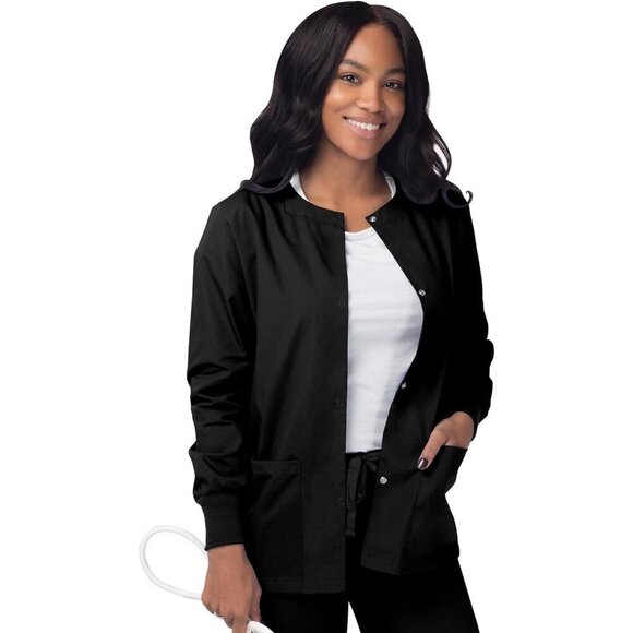 Other - Medical Scrubs Women Warm Up Jacket Cotton Polyester Black XS